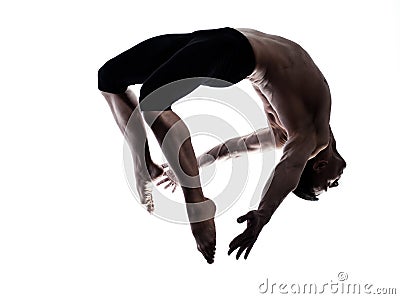 Man modern ballet dancer dancing gymnastic acrobat Stock Photo