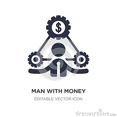 man with money gears icon on white background. Simple element illustration from Business concept Vector Illustration