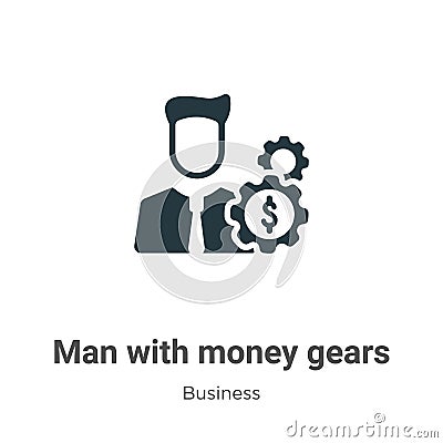 Man with money gears vector icon on white background. Flat vector man with money gears icon symbol sign from modern business Vector Illustration