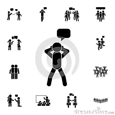 Man monologue flat vector icon in People talk pack Stock Photo