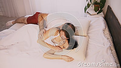 Mom and Son Sleep in the Morning in Bed at Stock Footage - Video of parent,  child: 102246360