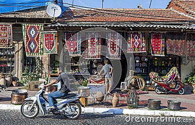 The main street of Bergama in Turkey. Editorial Stock Photo