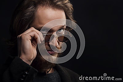 Man With Moustache And Beard Wearing Sunglasses Stock Photo