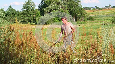Naked men farming