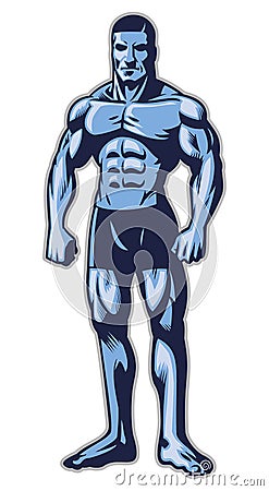 Man with muscle bodybuilder body Vector Illustration