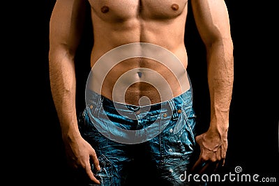 Man with muscular abdomen Stock Photo