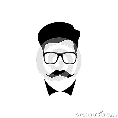 Man with mustache wearing a glasses. Vector Illustration