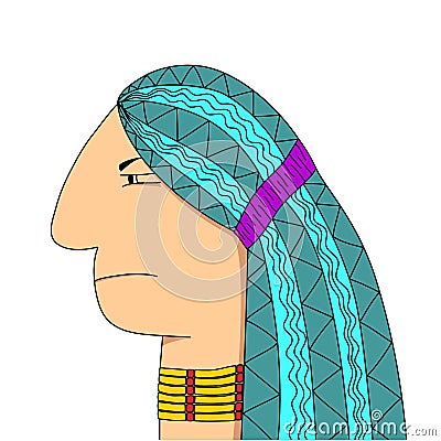 Man national ethnic image. Freehand drawing, cartoon vector Stock Photo