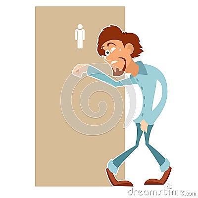 Man really needs to visit the toilet Vector Illustration