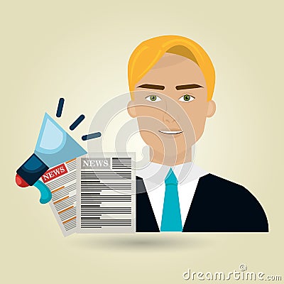 man news megaphone speak Cartoon Illustration