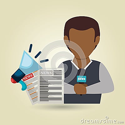 man news megaphone speak Cartoon Illustration