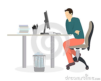 Man in office. Vector Illustration