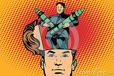 Man with an open head Kim Jong UN the leader of North Korea Vector Illustration