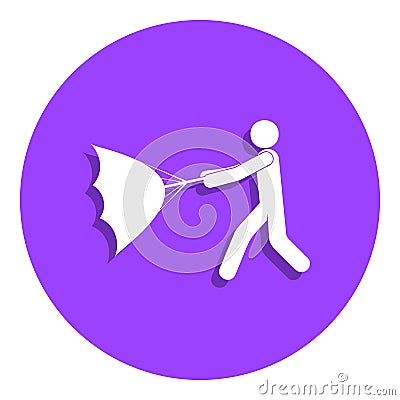 a man with an open umbrella badge icon. Simple glyph, flat vector of Weather icons for ui and ux, website or mobile application Stock Photo