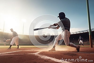 man field team game ball stadium player athlete bat sport baseball. Generative AI. Stock Photo