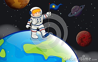 A man in the outerspace Vector Illustration