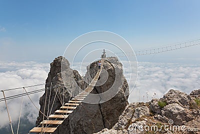 Man over chasm Stock Photo