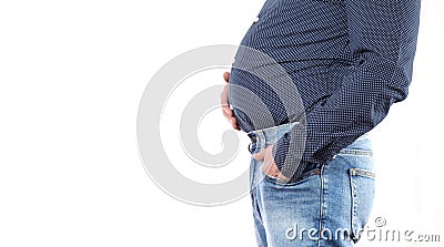 Man overweight and big fat belly Stock Photo