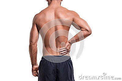 Man with pain in shoulder Stock Photo