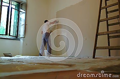 Man painting Stock Photo