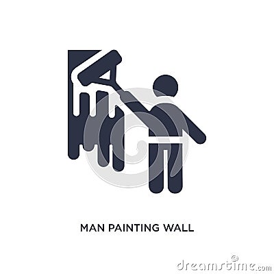 man painting wall icon on white background. Simple element illustration from behavior concept Vector Illustration