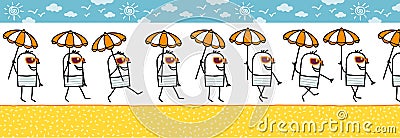 Man with parasol & sun glasses Vector Illustration