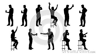 Man at party with beer silhouette Vector Illustration