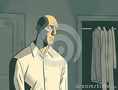 A man pauses for a moment letting the memories of a life lived in truth wash over him. Art concept. AI generation Stock Photo