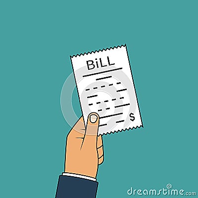 Man paying bill. Hand black line Vector Illustration
