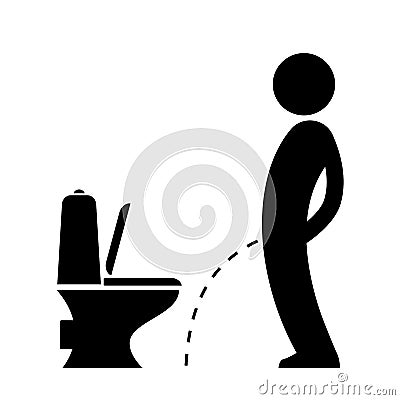 Man peeing on the floor pictogram Vector Illustration