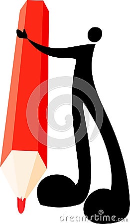 Man and pencil sign Vector Illustration