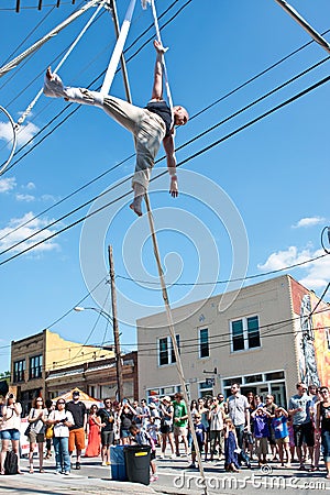 Man Performs Circus Aerial Show At Atlanta Spring Festival Editorial Stock Photo