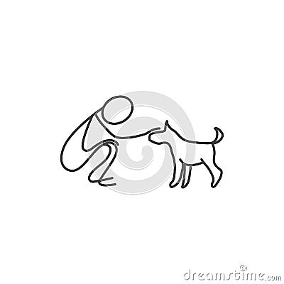 Man and pet dog stick figure vector Vector Illustration