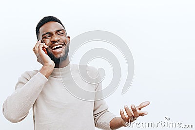 man phone young african technology mobile businessman black happy millennial smile Stock Photo