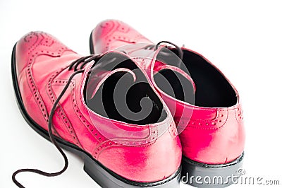 Man pink shoes on white background Stock Photo