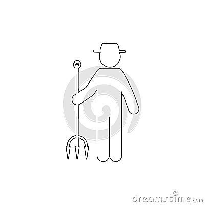 man man with pitchforks icon. Element of gardening for mobile concept and web apps illustration. Thin line icon for website design Cartoon Illustration