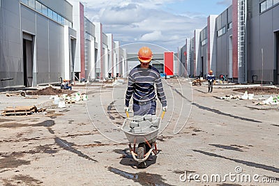 Man Placing Paving Stones Editorial Stock Photo