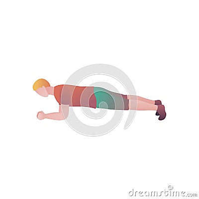 A man in a plank pose, a flat vector illustration. Vector Illustration