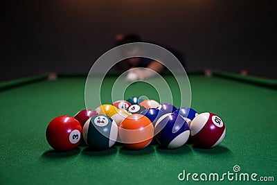 Man Is Playing Billiard Gam Stock Photo