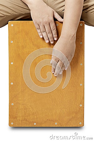 Man playing Cajon Stock Photo