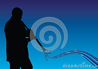 Man playing the clarinet Vector Illustration