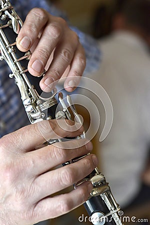 Man playing clarinet Stock Photo