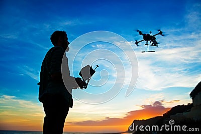 Man playing with the drone Stock Photo