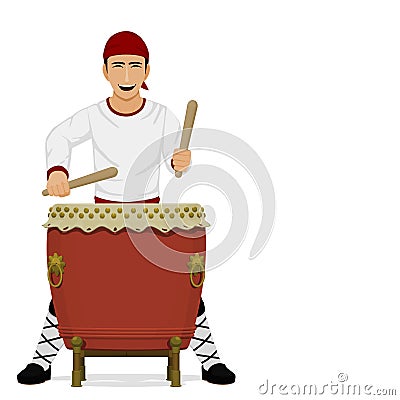 A man is playing drum Vector Illustration