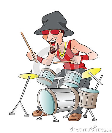 Man Playing Drums, illustration Vector Illustration