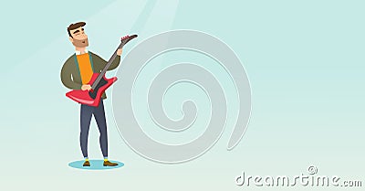 Man playing the electric guitar. Vector Illustration