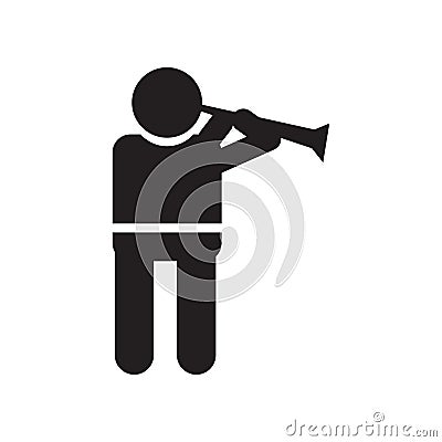 Man playing a flute icon vector sign and symbol isolated on white background, Man playing a flute logo concept Vector Illustration