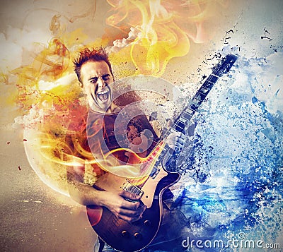 Man playing the guitar Stock Photo