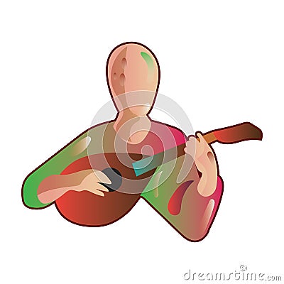 man playing mandolin. Vector illustration decorative design Vector Illustration