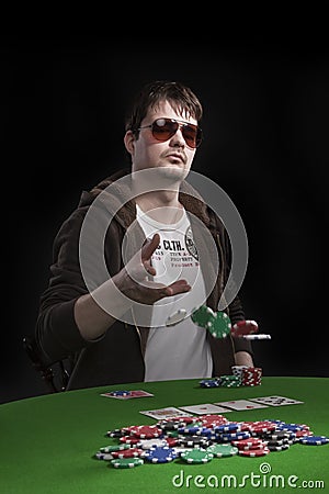 Man playing poker Stock Photo